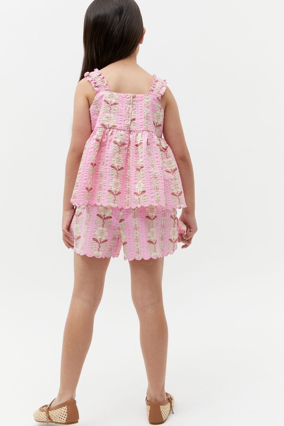 Daisy Scallop Top  Candy Pink