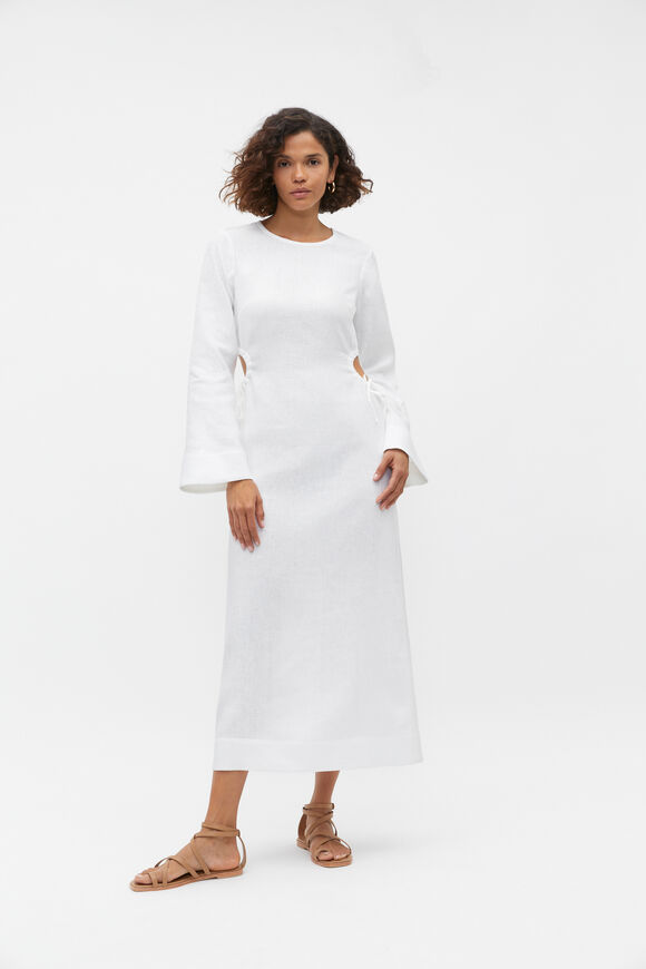 Linen Tie Detail Maxi Dress  Whisper White  hi-res