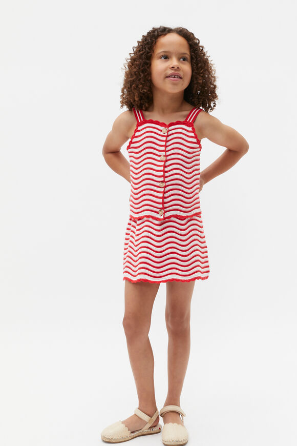 Stripe Crochet Top  Strawberry Red  hi-res
