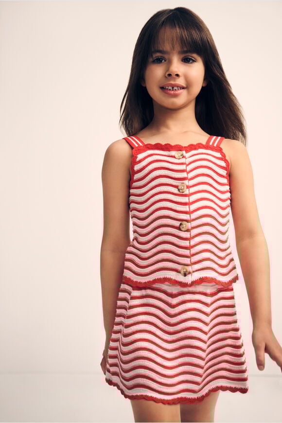 Stripe Crochet Top  Strawberry Red  hi-res