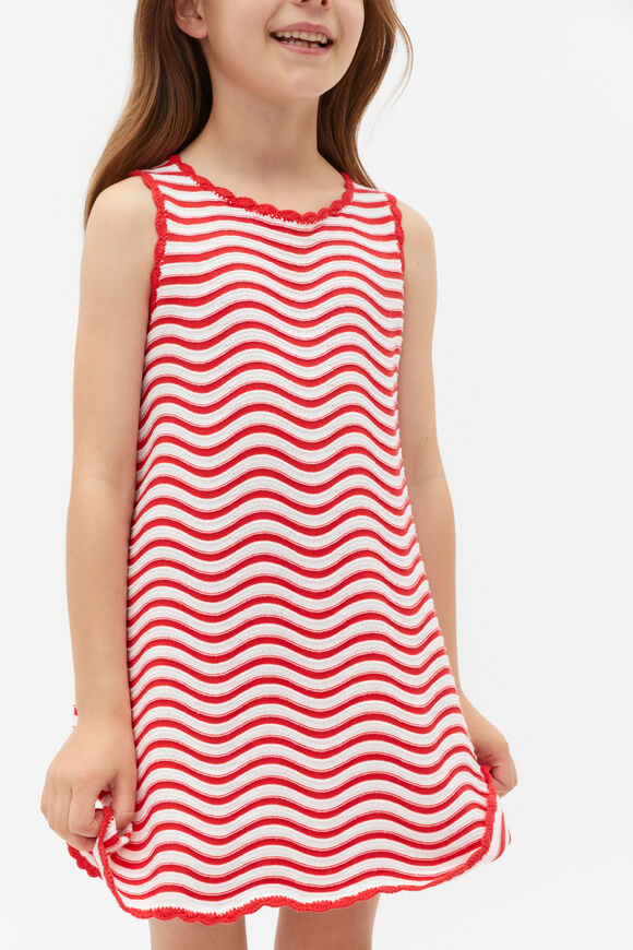 Stripe Crochet Dress  Strawberry Red  hi-res