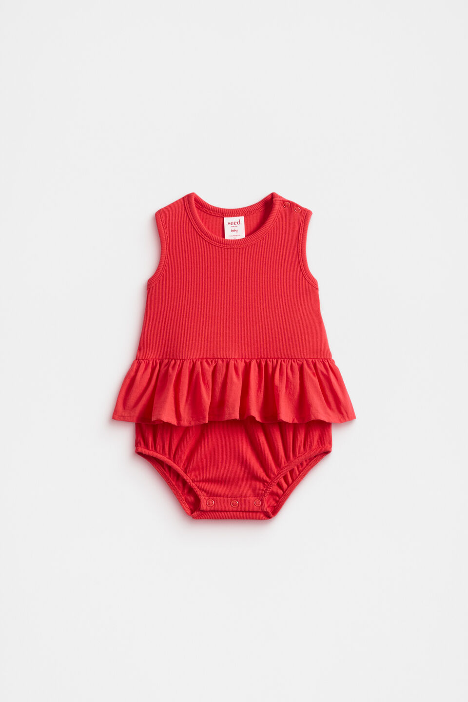 Ruffle Spliced Romper  Strawberry Red