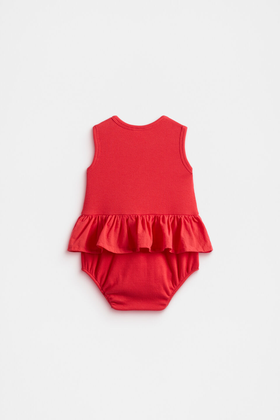Ruffle Spliced Romper  Strawberry Red