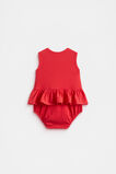 Ruffle Spliced Romper  Strawberry Red  hi-res