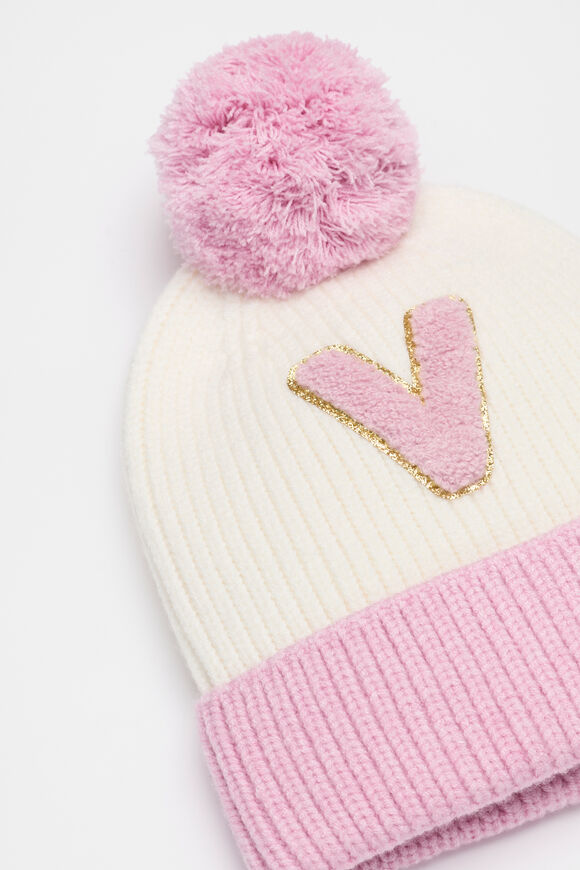 Colourblock Initial Beanie  V  hi-res
