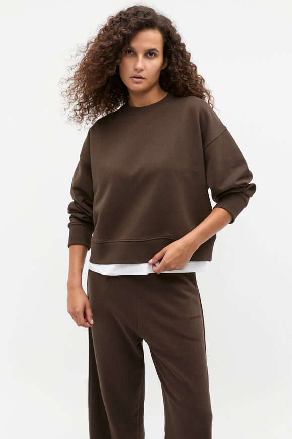 Boxy Crew Sweat  Dark Espresso  hi-res