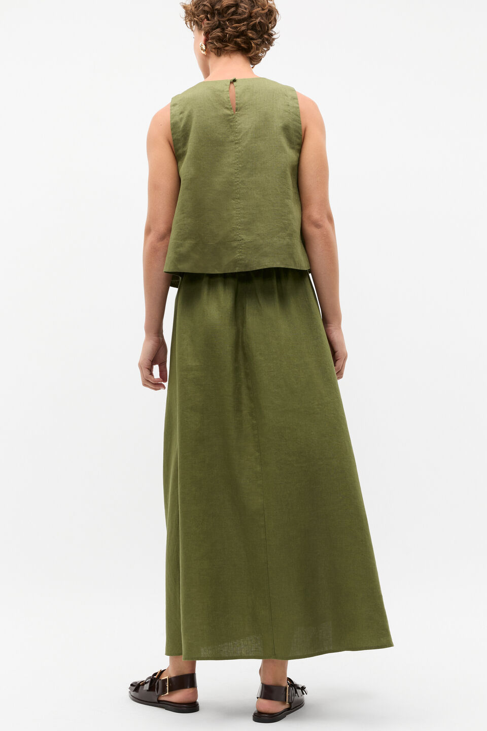 Linen Voluminous Skirt  Rainforest
