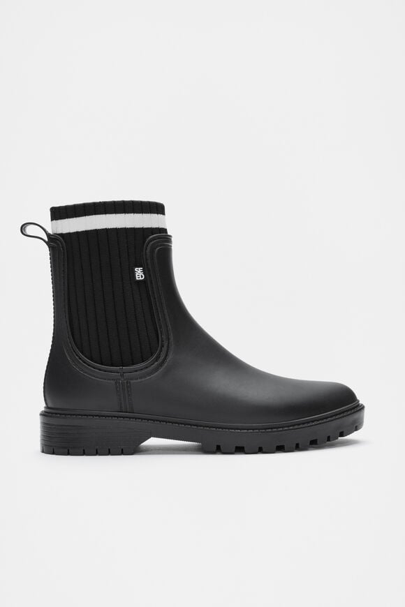 Rib Stripe Gumboot  Black  hi-res