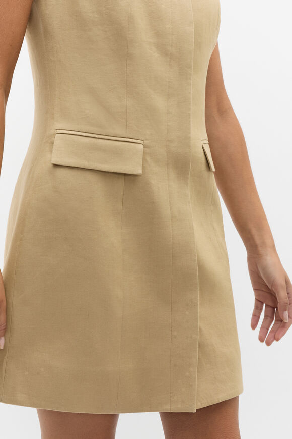 Linen Tailored Mini Dress  Cashew  hi-res