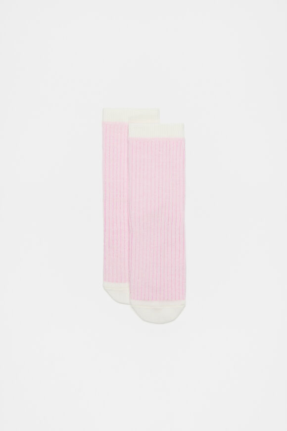 Two Tone Rib Sock  Light Pink  hi-res