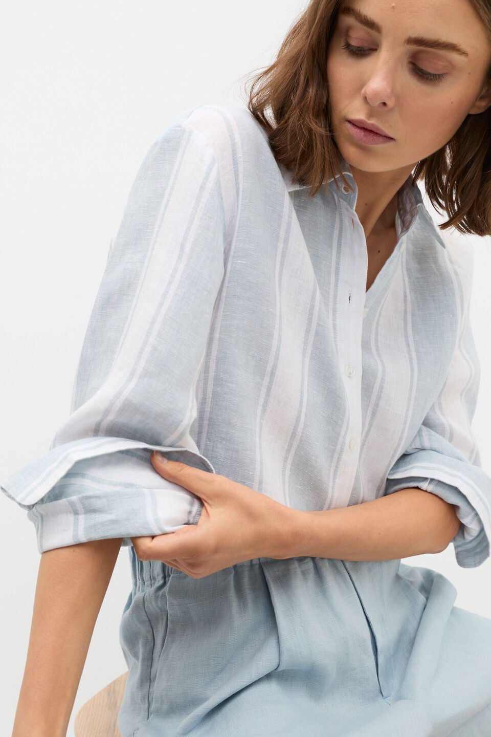 Linen Oversized Shirt  Bluebell Stripe