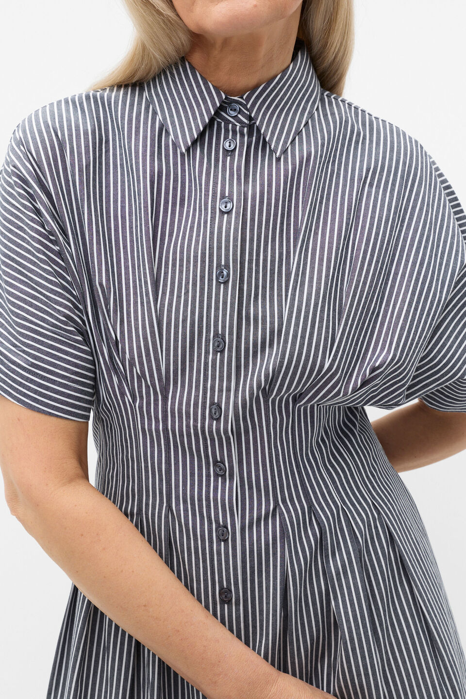 Poplin Stripe Shirt Dress  Twilight Blue Stripe