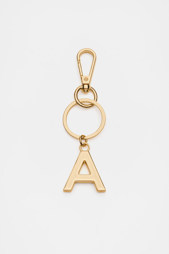 Gold Initials Keyring  A  hi-res