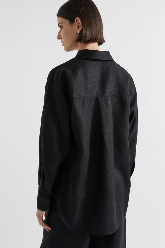 Core Linen Boyfriend Shirt  Black  hi-res