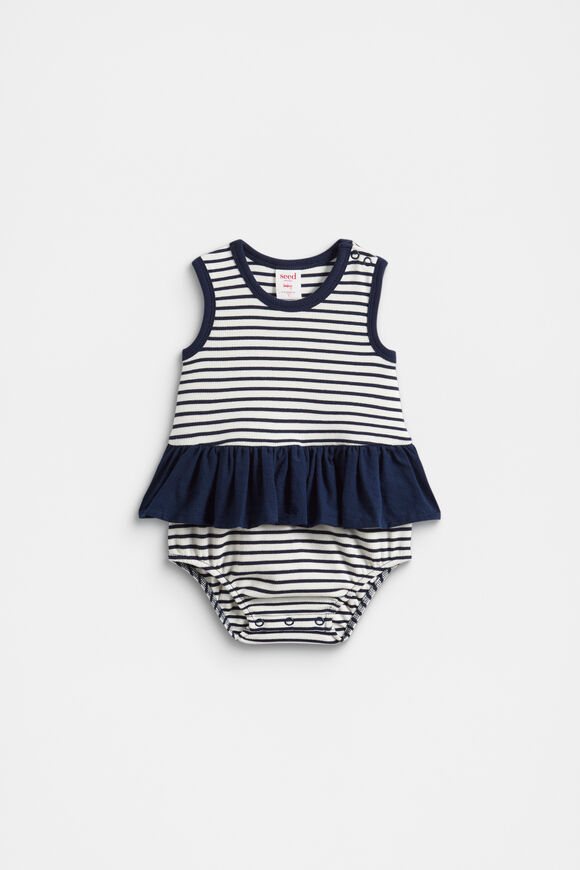 Ruffle Spliced Romper  New Navy  hi-res