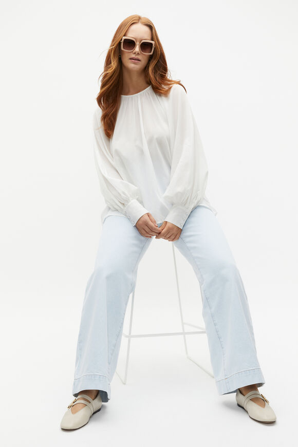 Voile Gathered Blouse  Cloud Cream  hi-res