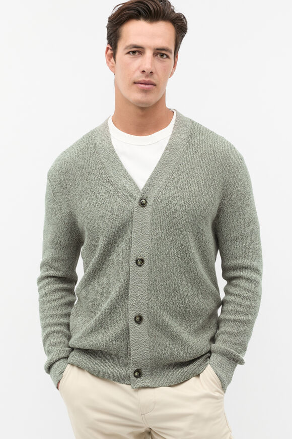 Button Down Cardigan  Dark Khaki Marle  hi-res