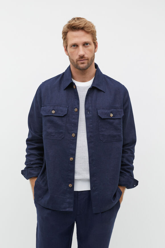 Linen Overshirt  Midnight Blue  hi-res