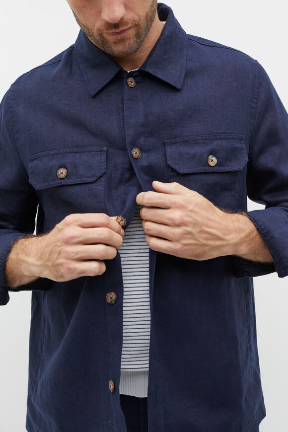 Linen Overshirt  Midnight Blue  hi-res