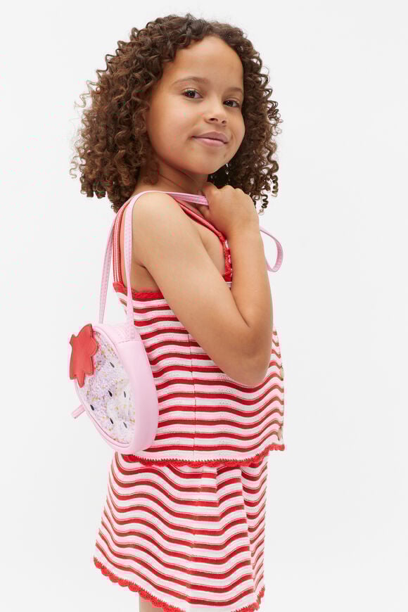 Stripe Crochet Skirt  Strawberry Red  hi-res