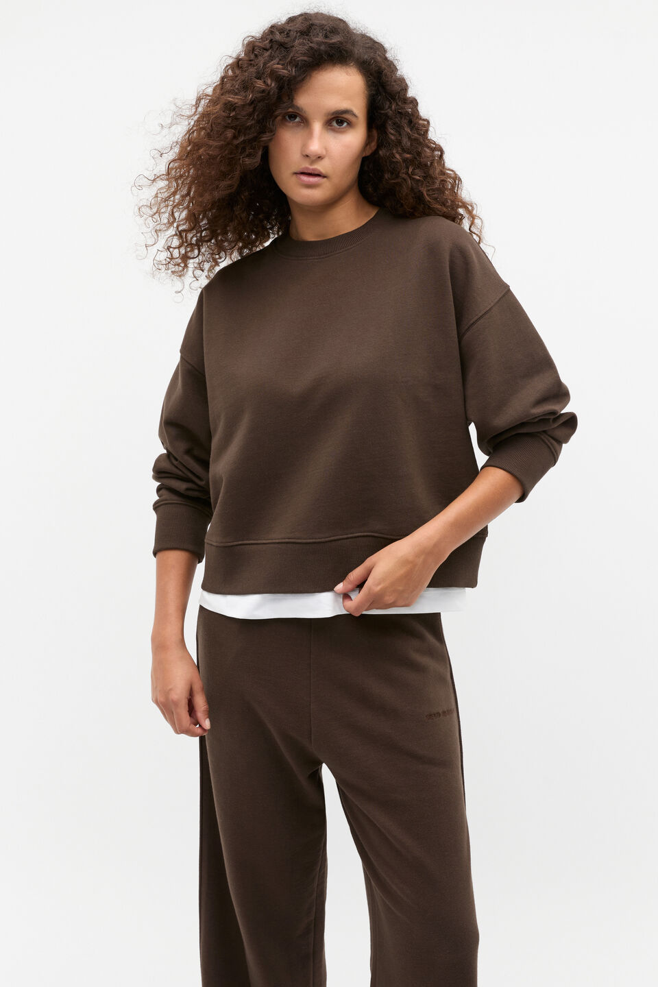 Boxy Crew Sweat  Dark Espresso