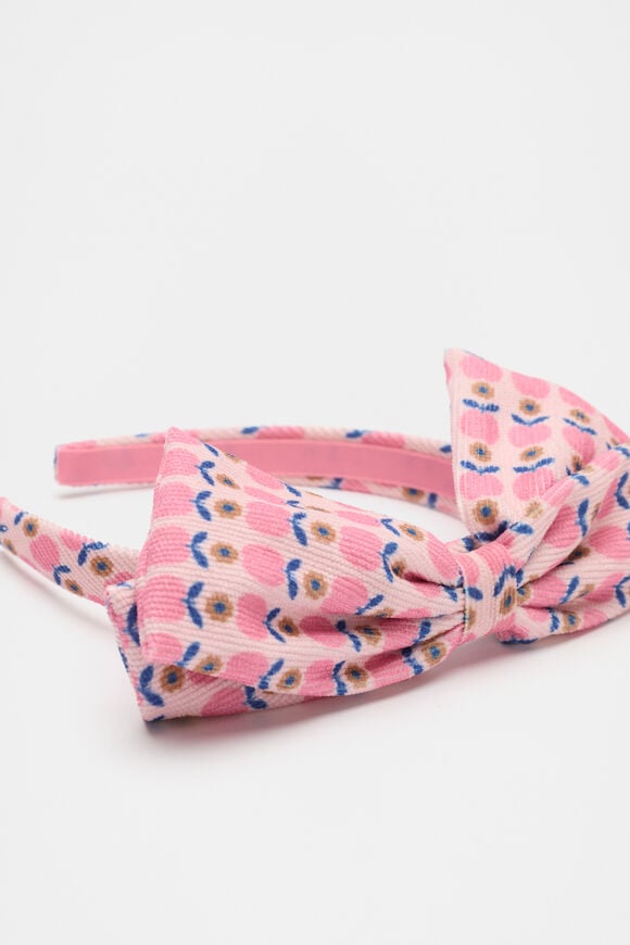 Cord Flower Print Headband  Raspberry  hi-res