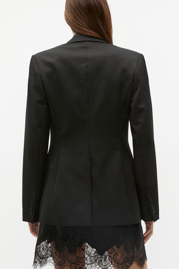 Wool Blend Waisted Blazer  Black  hi-res