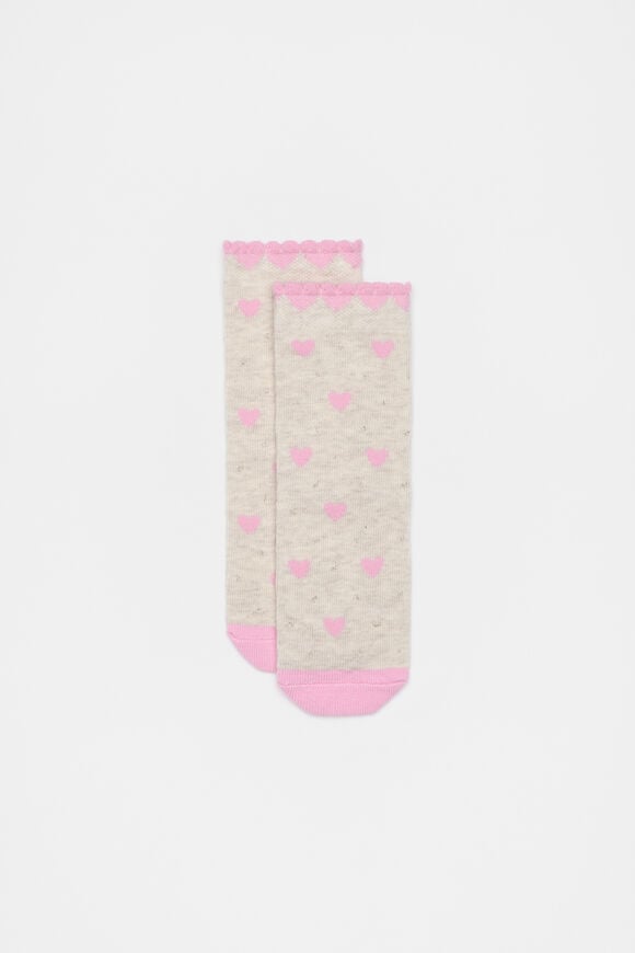 Heart Sock  Oat Marle  hi-res
