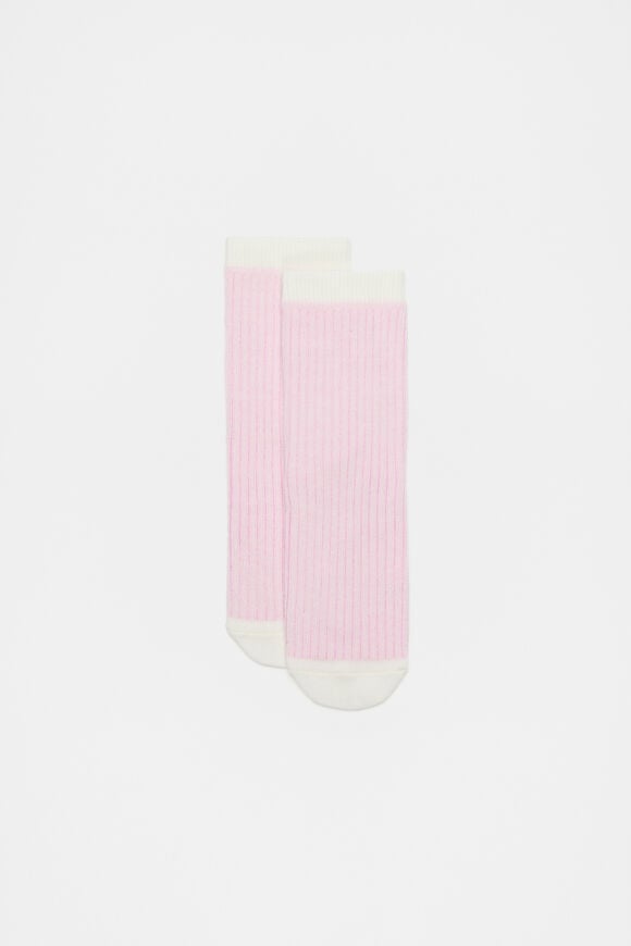 Two Tone Rib Sock  Light Pink  hi-res