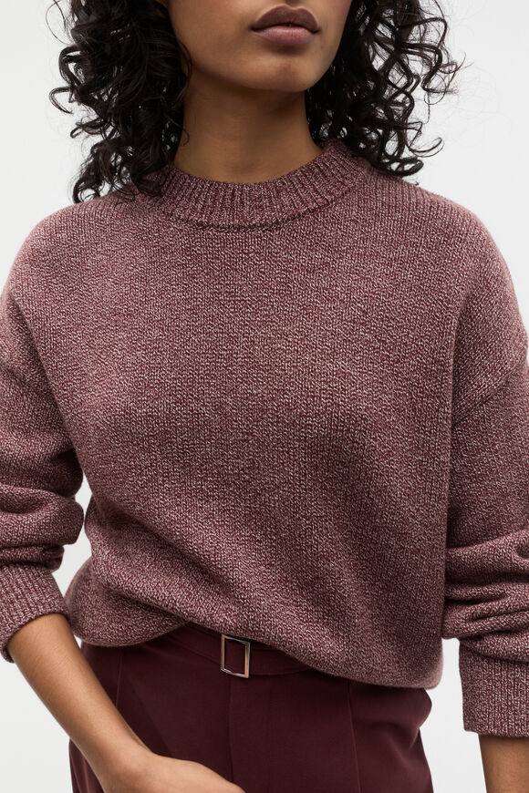 Slouch Crew Neck Twist Knit  Merlot Twist  hi-res
