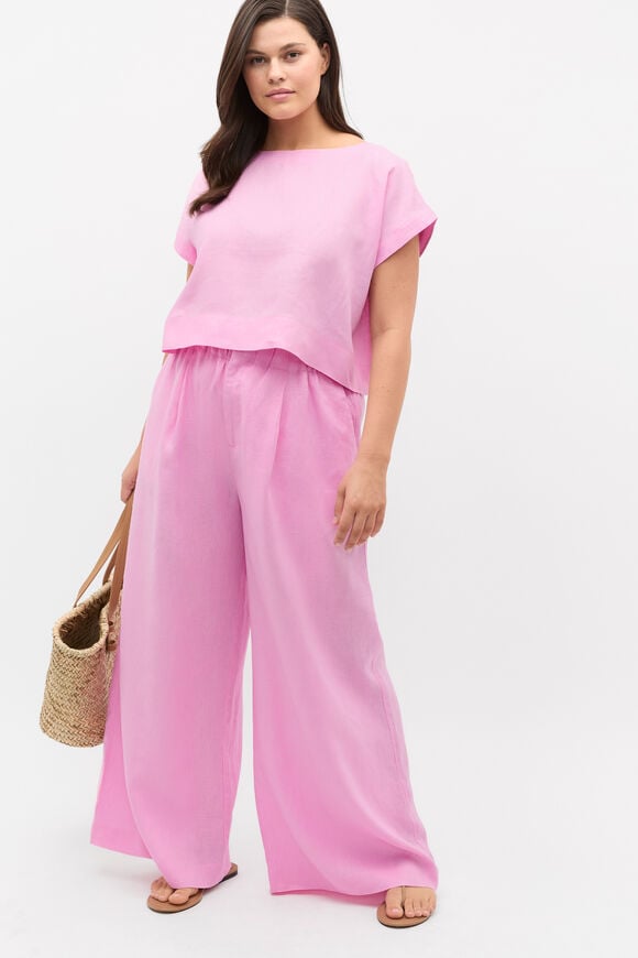 Linen Gathered Palazzo Pant  Fairy Floss  hi-res