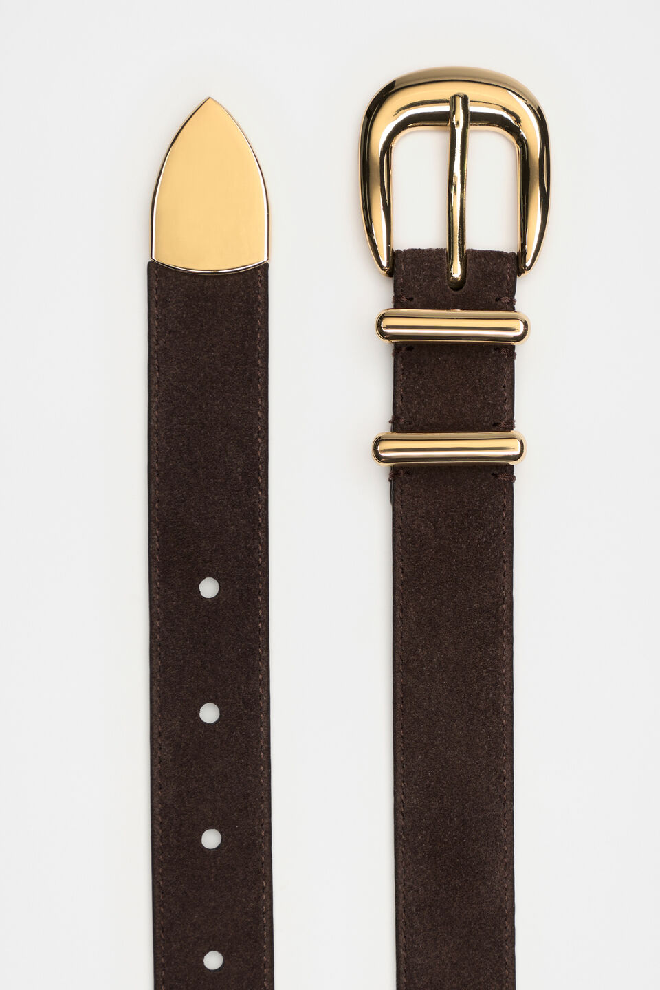 Hallie Suede Metal Keeper Belt  Chocolate
