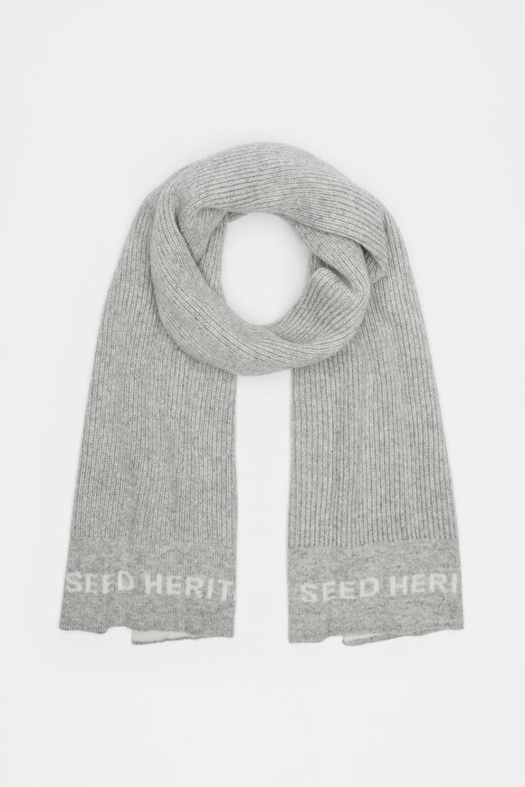 Rib Knit Logo Scarf  Silver Marle  hi-res