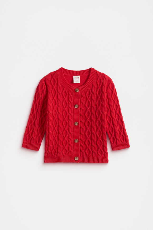 Cable Cardigan  Chilli Red  hi-res