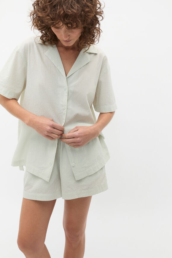 Seersucker Stripe Short Sleeve and Short PJ Set  Mist Stripe  hi-res
