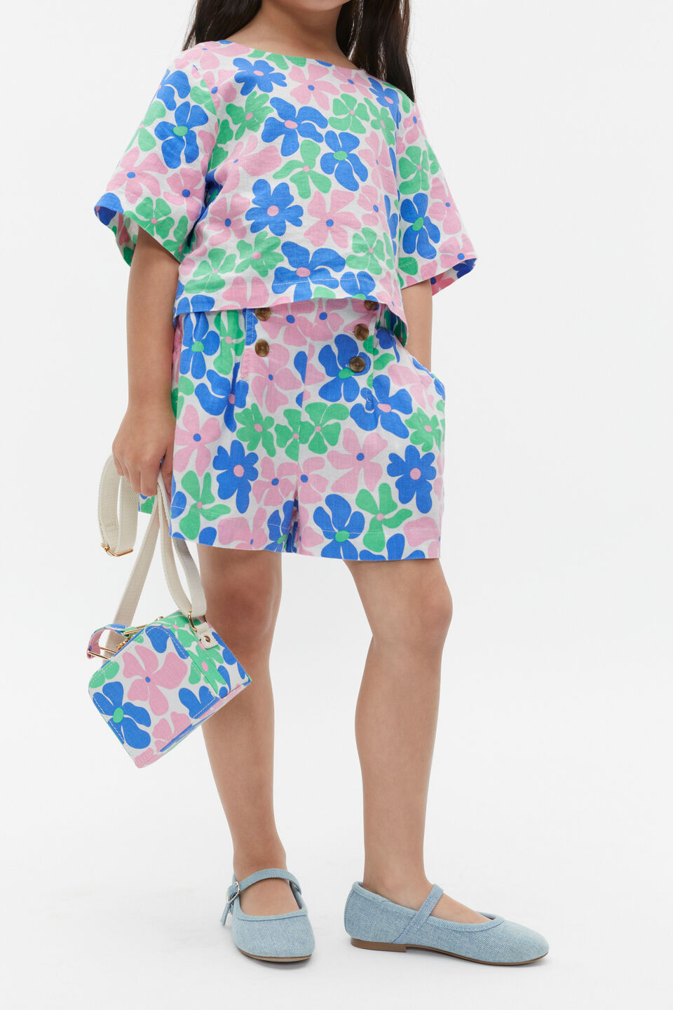 Retro Floral Short  Pine Lime