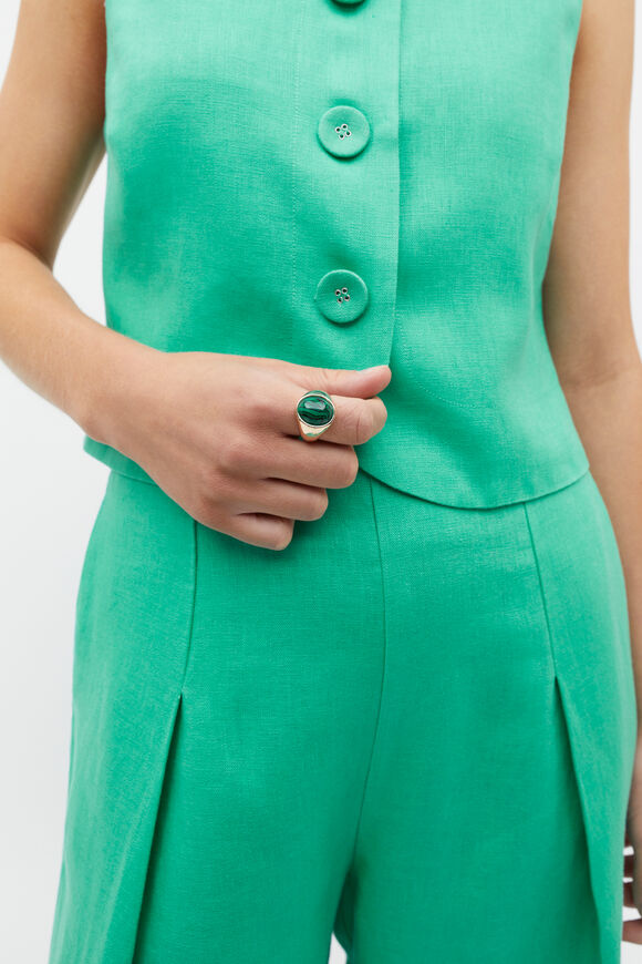 Stone Inlay Signet Ring  Green  hi-res