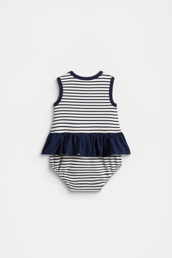 Ruffle Spliced Romper  New Navy  hi-res