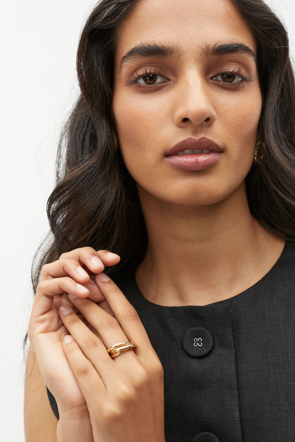 Looped Links Ring  Gold