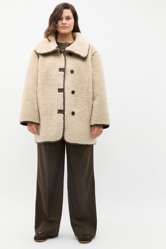 Contrast Trim Teddy Jacket  Teddy  hi-res