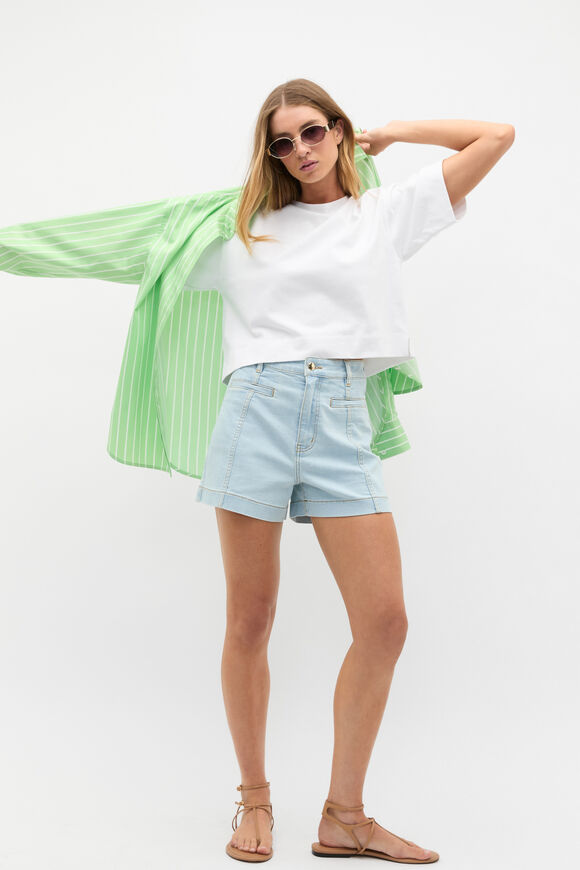Cotton Boxy Split Hem Tee  Whisper White  hi-res
