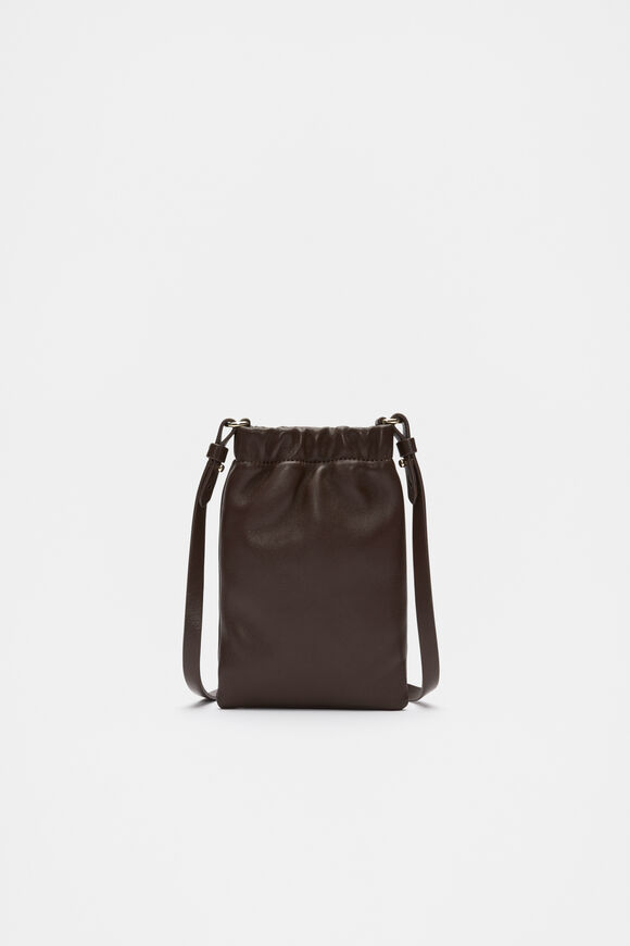 Leather Rouched Crossbody  Dark Espresso  hi-res