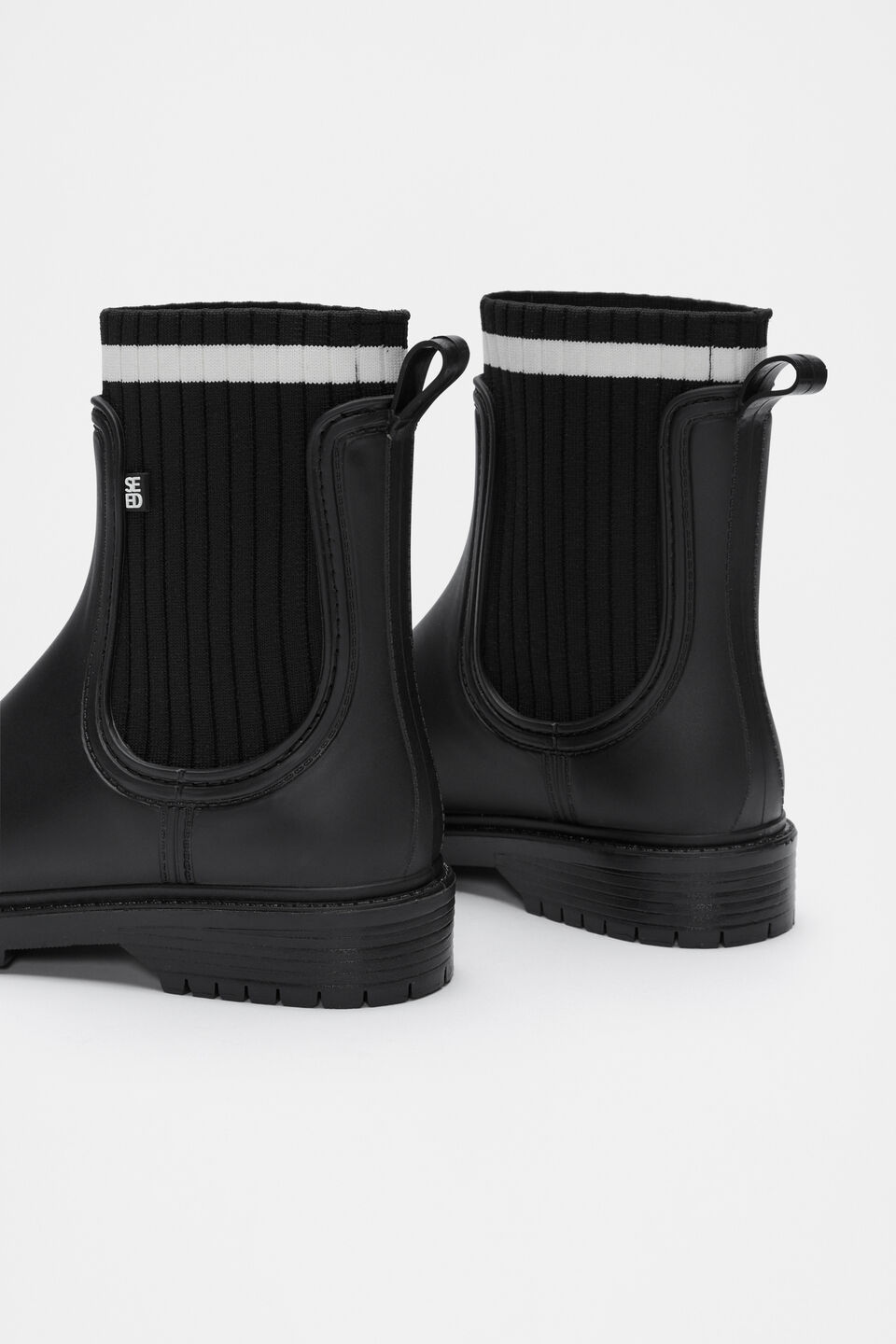 Rib Stripe Gumboot  Black