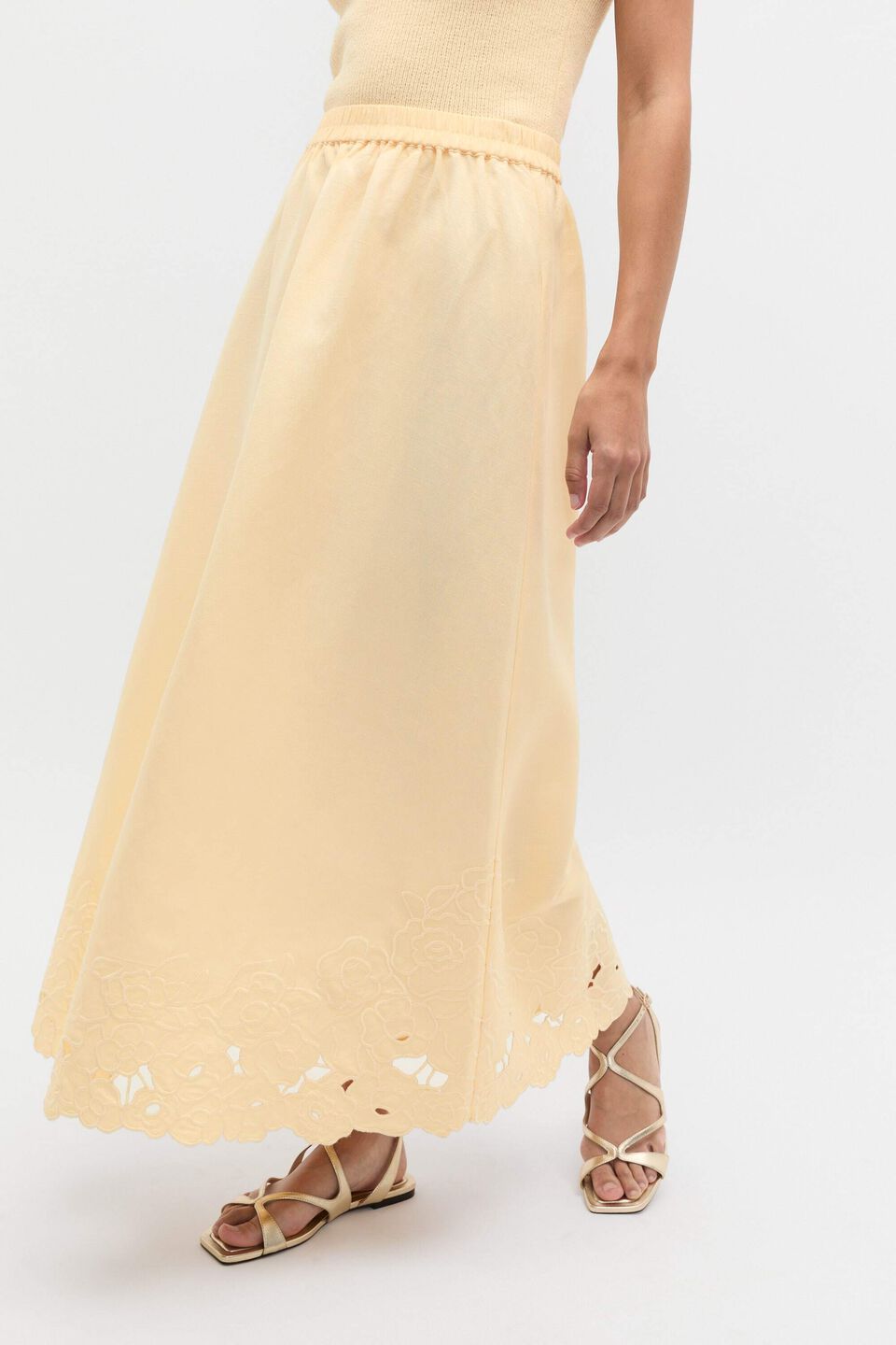 Cutwork Midi Skirt  Shortbread