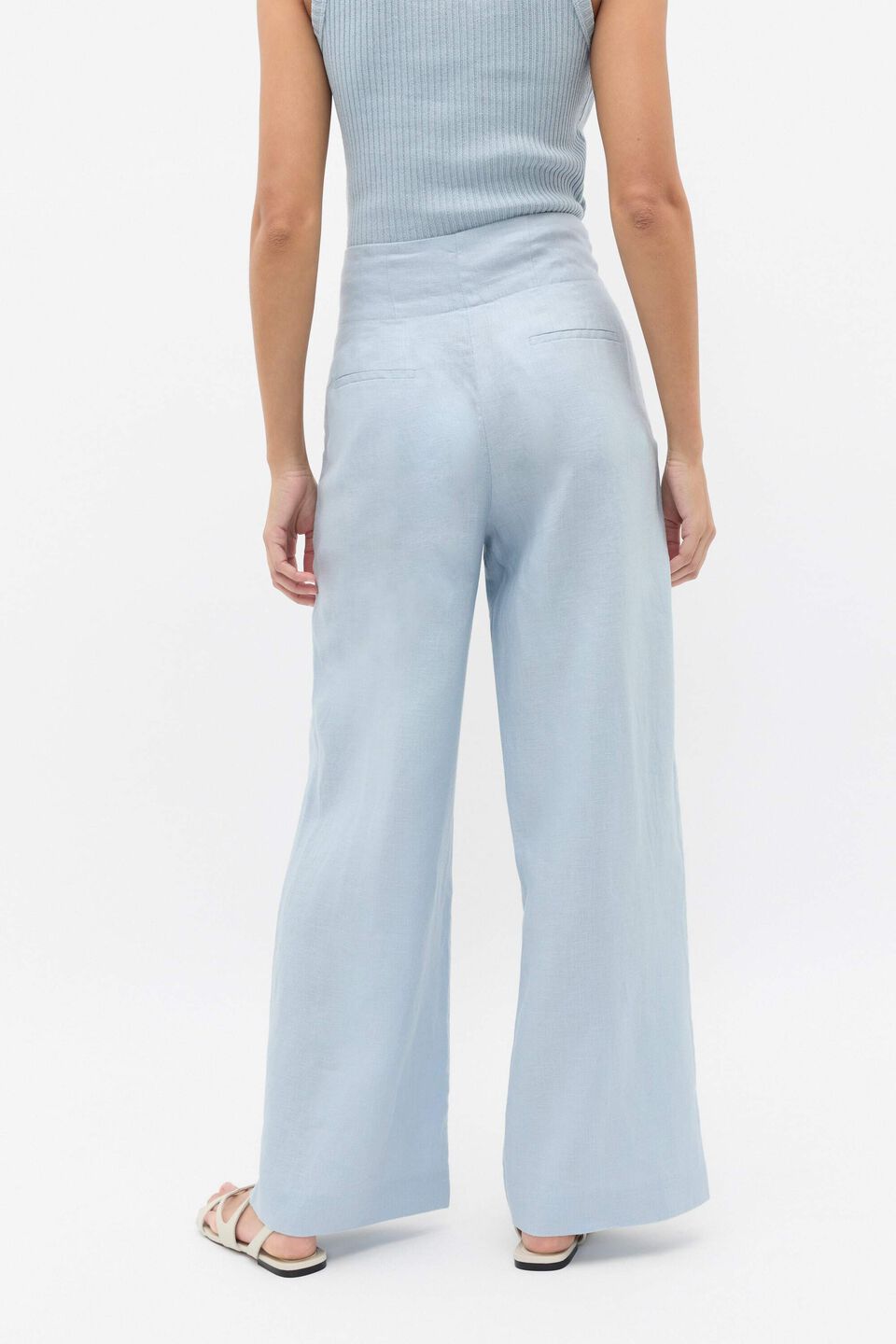 Core Linen Waisted Pant  Bluebell