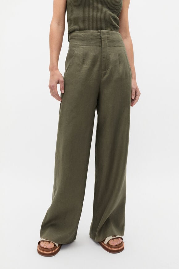 Core Linen Waisted Pant  Olive Leaf  hi-res