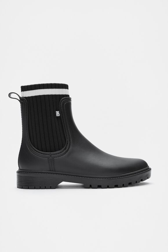 Rib Stripe Gumboot  Black  hi-res