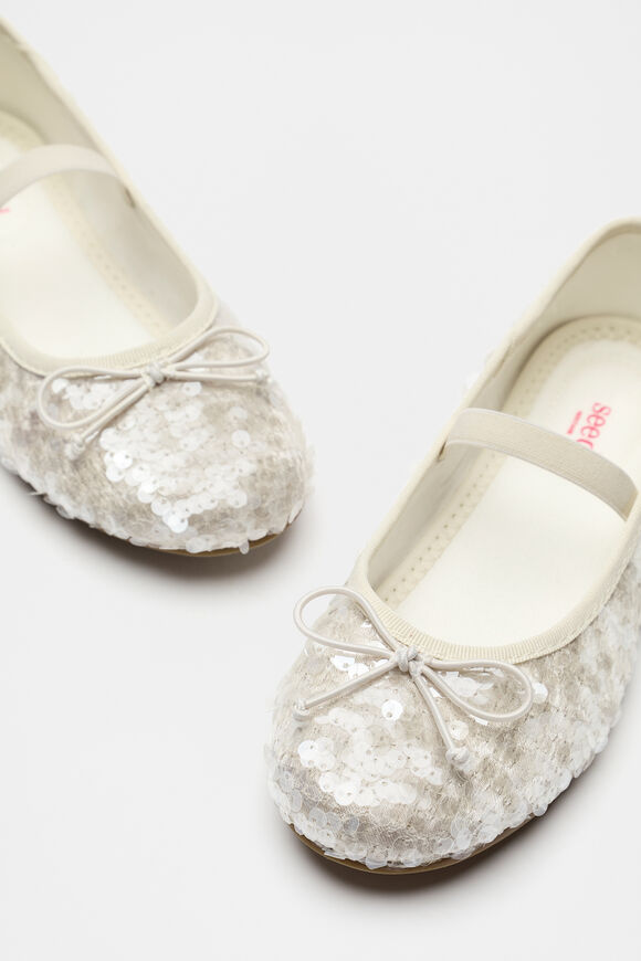Sequin Bow Party Ballet  Cream  hi-res