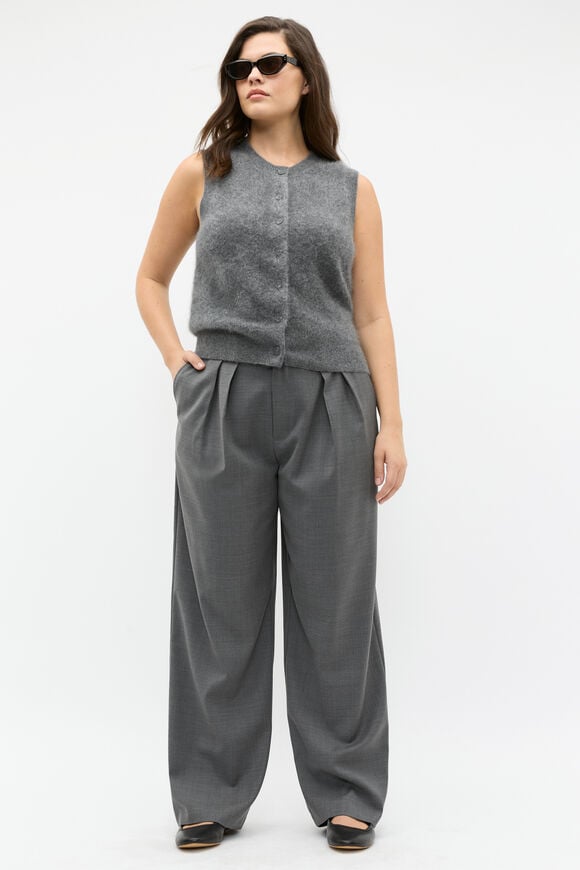 Brushed Cashmere Button Vest  Charcoal Grey Marle  hi-res