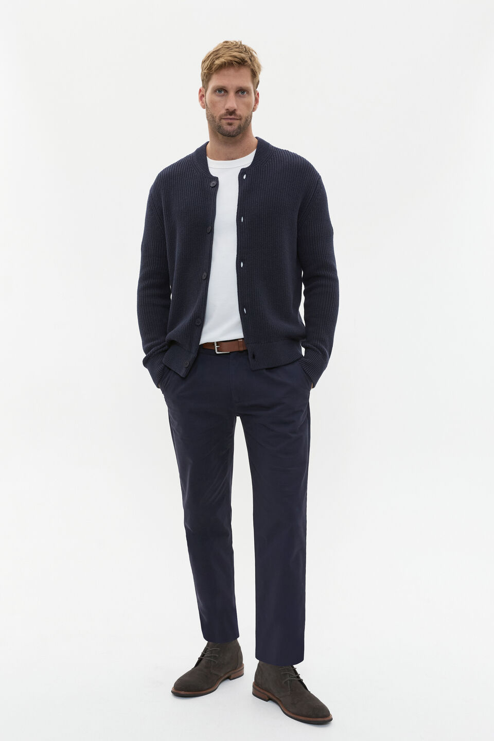 Crewneck Cardigan  Midnight Blue